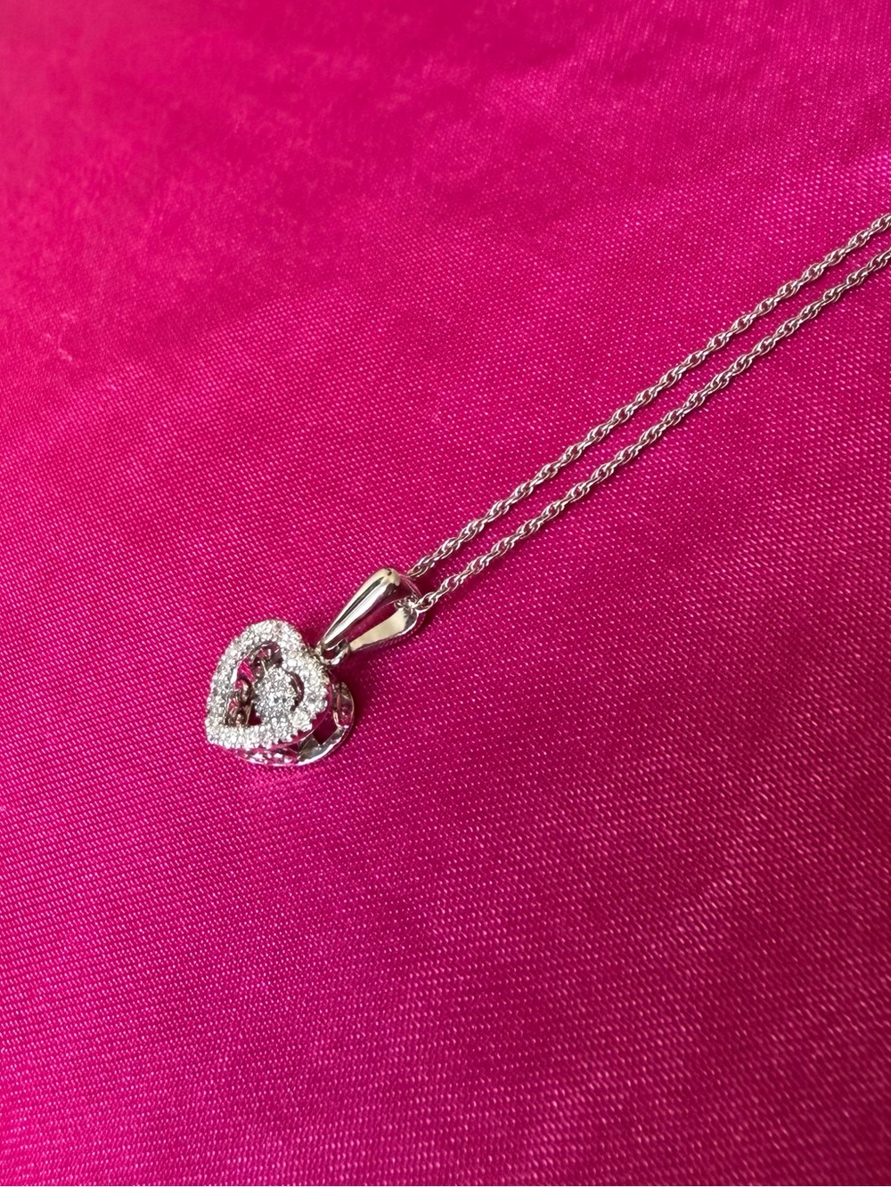 Dancing Diamond Sterling Silver Heart Necklace JTV